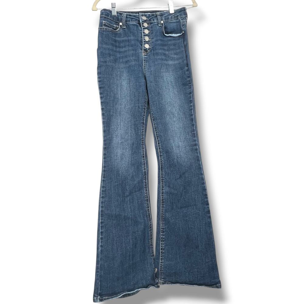 INDIGO REIN Button Fly Flare Jeans 7 Curvy 27/32     Retro  70's  Casual